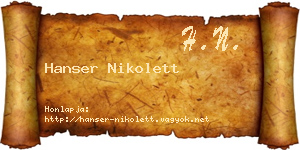 Hanser Nikolett névjegykártya